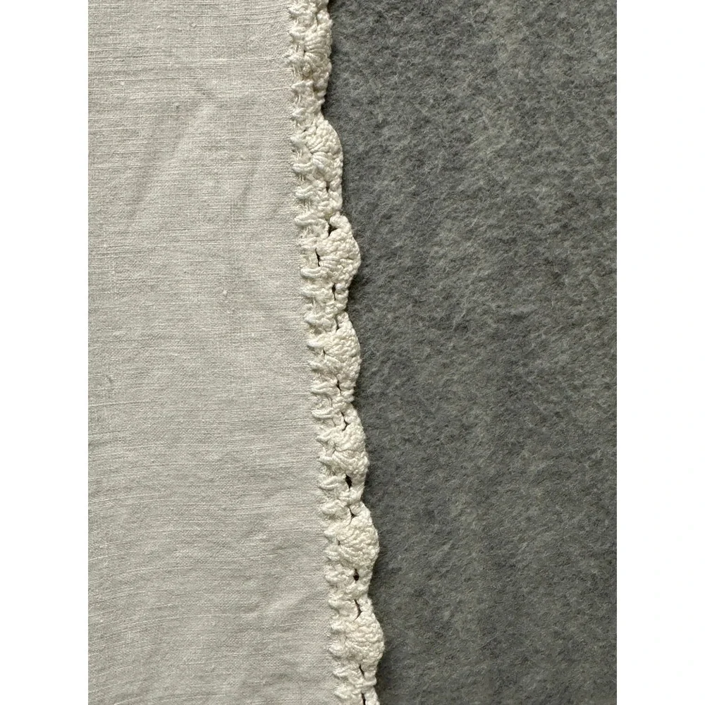 Vintage Cotton Doily Crochet Lace Trim Off White Table Runner Oval 33